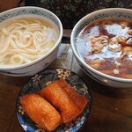 かまど 鎌取店 - 肉倍盛りつけ汁うどん+おいなりさん