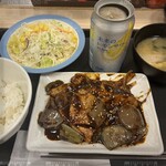 松屋 - 厚切り豚カルビと茄子の辛味噌炒め定食＆未来レモンサワー
