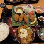 Ootoya Shinkisshoji Ten - Large Fried Oysters Set Meal + Mini Chicken Nanban