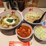 蒙古タンメン中本 - とろろっと塩つけそば、麻婆単品、ネギ