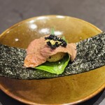 煌 焼肉 - 京味噌手巻きザブトン キャビア添え