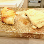 鮨 もりなり - 蒸し穴子〰️タレと塩で‥♡‥どっちから〜食べたでしょう？