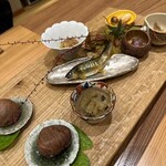 柚木元 - 子持ち鮎、色々茸､栗