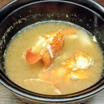 和食処 大ばん - 伊勢海老の頭で味噌汁のサービス