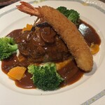 竹田屋 - ハンバーグステーキ　海老フライトッピング