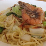 TATEYAMA イタリア食堂 - 本日のおすすめスパゲッティ 地野菜と海老 からすみ添え 塩味