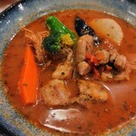 スパイス＆スマイル - ラムステーキ1500円税別。2辛でスープはトマト、ご飯は中。