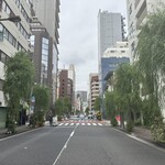 木挽町 湯津上屋 - 一本出た道。柳が良い感じ。