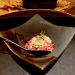 煌 焼肉 - 特選部位の炙りユッケ★