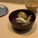てんぷら てらおか - あご出汁　秋のキノコとご飯にぶっかけて