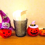 京氷ゆきみ庵 - お手拭きのそばに飾ってあったハロウィンのかぼちゃを並べてみた～!!( ^o^)ﾉ