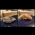 鮨 今尽 - 北海道の秋刀魚 肝乗せ✨ 
      秋刀魚のほろ苦肝が堪らない✩⋆*॰¨̮⋆｡˚✨
      
      長崎ののどぐろ✨