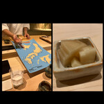 鮨 今尽 - 毛ガニ茶碗蒸しの毛ガニは北海道のこの辺りと丁寧に教えて下さいます( ⸝⸝⸝ᵒ̴̶̷ωᵒ̴̶̷⸝⸝⸝)✨
      お口直しにはかなりさっぱり！！大将自家製甘みのほぼ無いガリ✩⋆*॰¨̮⋆｡˚✨