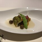ラ メゾン ヒトトキ - 三河一色産鰻の山葵焼き 　鮑茸、むかご、モロッコインゲン、ペンタス