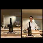 鮨 今尽 - 新政 Ｎｏ．6✨
      素敵なワイングラスが味わいを更によくします✨
      大将のとびきりの笑顔と*ˊᵕˋ*✨
      大将の拘りの1つ✨こちらのARCHÈ GLASSも美しい✩⋆*॰¨̮⋆｡˚✨