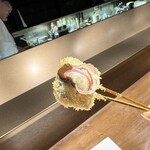 串揚げ･大阪料理 キュイジーヌ･ド･オオサカ - さんまと肝のカカオソース茗荷乗せ