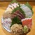 大衆プラザ いな勢 - 料理写真:圧巻のいなせ盛り！左上からたこ、そげ(小さいヒラメ)、金目鯛、しょっこ(かんぱちの幼魚)のなめろう、真鯛、くろむつ、真ん中はまぐろ