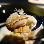 エクアトゥール - ［３回目］京都小甘鯛の鱗焼き、甲殻類ソースとインカの目覚めリゾット仕立て・アップ