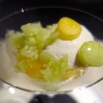 エクアトゥール - ［３回目］アロエ入りはちみつヨーグルト、レモンコンフィときおうのジュレ、青りんごグラニテと洋梨のムース