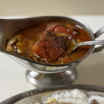 かれーの店 うどん  - きのこの叫びチーズ入り、ご飯大盛り、焼トマト