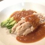 Sliced steamed chicken with Sichuan white sesame sauce