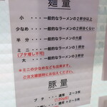 ラーメン二郎 - 麺量・豚量