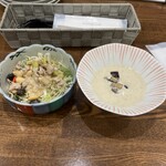 Kunelplus - 鶏そぼろのサラダとナスの冷製スープ