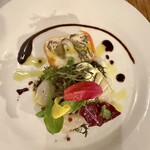 Bistro Mon. Chemin - 帆立貝柱と信州産きのこのテリーヌ、サラダぞえ