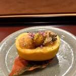 銀座 虎あら - 柿と鮑の和え物