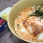 Grilled salmon with dashi ochazuke