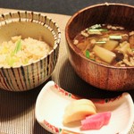 湯主一條 - 栗ご飯・芋煮汁・お新香