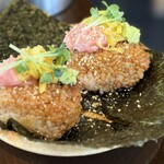 居酒屋燃えた うらめし屋 - 【　〆　】とろたく焼きおにぎり的な♪味濃いめでめっちゃ良き!!