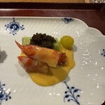 おかもと - 車海老、蓮芋、キャビア、海老出汁サバイヨンソース