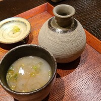 りょうり屋 くどう - つゆ&蕎麦湯(蕎麦粉追加したドロドロ仕様)、つゆの鰹節の香りを感じ易くなりました