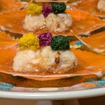 銀座 しのはら - 3種の蟹と海老の一皿~生姜酢のジュレとともに