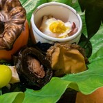 銀座 しのはら - 鰊の昆布巻き、鮑の煮っころがし、蛸の酢のもの？