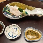 徳ㇵ本也 - お造り②目一鯛とつぶ貝