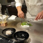 鉄板焼コルザ - 北海道ほたて貝のヴァプールむかご真薯