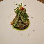 フロレゾン - あなごの一品　トマトときゅうりのソースでさっぱりしつつ、脂もちょうどよく美味しかったです。