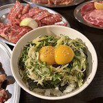 塩ホルモン 栗の木 - ネギ玉ライス　大