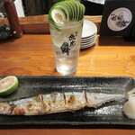 魚虎 - サンマ塩焼(大)、生カボスチューハイ