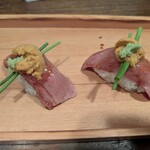 ちせん - 【握り】佐賀黒毛和牛の肉寿司特上生うにのせ