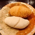 伊勢 三玄 - カラスミ餅、帆立カダイフ