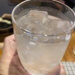 鮨 はま岡 - 確かに山椒香る焼酎、ソーダ割りで一層香りますね