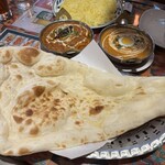 SANGAM - キーマカレー、カダイパニール（チーズ入りカレー）、美味しいナン、サフランライス