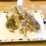 天ぷら よこい - ●三皿目
      ・ズッキーニ
      ・ヤングコーン
      ・南瓜
      ・なす