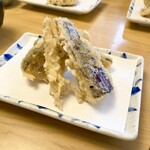 天ぷら よこい - ●三皿目
      ・ズッキーニ
      ・ヤングコーン
      ・南瓜
      ・なす