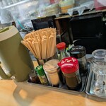 越前中華 - 餃子のタレ、醤油、ソース、胡椒、塩