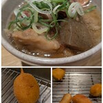 大阪新世界元祖串かつ だるま - セットのどて焼きと単品の明太子220円、ほたて286円、チーズ143円、モッツァレラチーズ220円✨️