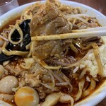 D麺 - 辛麺　1,280円　味付けうずら　150円